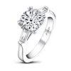 Classic 925 Solid Sterling Silver 2 Carat Round Cut 3 Stone for Women Wedding Engagement Ring Band