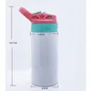 Gobelet droit de 12 oz par sublimation pour enfants, bouteille d'eau pour enfants, gobelet à double paroi en acier inoxydable, tasses à boire isolées sous vide avec couvercles à poignée, 7 couleurs