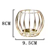 現代の北欧風の錬鉄製の中空点幾何学的構造ティーライトキャンドルホルダー高級ホームパーティー装飾金属210607