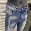 Luxus Designer Herren Jeans Slim Bein Denim Cowboy Männliche dünne Slim Bein Bleistift Pants Klassische Hip Hop Gerade Biker Hosen Größe 29-40