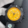 GF -Klasse Uhr Uhr Größe von 45 mm ausgestattet mit 7750 Timing Code -Bewegung Polycarbonat und Kohlefaserverbund -Dial -Zifferblatt Sapphire Kristallspiegel wasserdichtes System