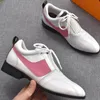 21SS Frühling und Sommer Fußball Schnür-Freizeitschuhe aus echtem Leder Damenmode All-Match-flache Turnschuhe Größe 35-42