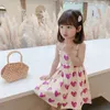 Summer Girls Dress Miłość Podwiązźnia Księżniczka Dress 2021 Cute Hit Color Baby Kids Clothing Odzież dziecięca Q0716