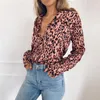 Leopar Bluz Bahar Kadınlar Uzun Kollu Turn-down Yaka Gömlek Vintage Baskı S Tops Camisa Feminina 210508