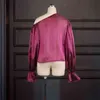 Kobiety Burgundia Koszula Bluzka Off Ramię Przezroczysty Długi Rękaw Lantern Sexy See przez Wiosna Lato Moda Topy Plus Rozmiar 210527
