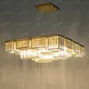 Ny Crystal Chandelier Living Room Light Luxury Designer Crystal Lamp Restaurang Square Profil Multi-Level LED Lights