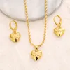 Gold Necklace Earring Set Women Party Gift Dubai Love Heart Jewelry Sets Bridal DIY Charms Girls Kid Earrings