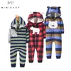 Soft Baby Rompers born boys clothing Spring Cartoon Fleece With Hooded infant Romper Toddler Unisex Outfits Jumpsuits 210816