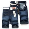 Pantalones vaqueros finos de verano para hombre, pantalones cortos de algodón informales elásticos absorbentes de sudor de talla grande para hombre, bolsillo transpirable suave de Color sólido