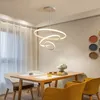 Lampada a sospensione moderna Led 3/4/5 Anelli Cerchio Lampadario a soffitto Nero Loft Decor Soggiorno Sala da pranzo Cucina Camera da letto Luci a sospensione