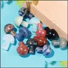 Stone Loose Beads Jewelry Mini Mushroom Statue Natural Carved Decoration Quartz Hand Polished Healing Crystal Reiki Trinket Gift Room Orname