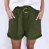 Women Shorts Elastic Waist Wide Leg Loose Short Pants Summer Fashion Ladies Comfortable Belt Solid Female Plus Size 210603