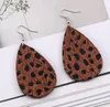 Fashion Leopard Print Leather Dangles Earrings Faux Horse Fur Hollow Out Teardrop Double Side Dangle Earring for Women Jewelry Accessories