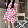 Ezgaga Korean Chic Heart Frauen Bluse Peter Pan Kragen Rüschen Schnüren loser Frühling langhärme weibliche Hemden Mode 210430