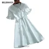 Sommar Preppy Style Women Sweet Mini Dress Peter Pan Collar Lace Up Plaid Flare Sleeve Elegant Kawaii Es 210520