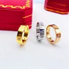 2021 fashion 316L Stainless Steel Jewelry 6MM and 4MM Love rings for woman man lover rings gift 18K Gold-color rose gold plate2659