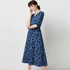 Vintage polka dot jurken voor vrouwen lantaarn halve mouwen v-hals partij midi casual sjerpen elegante lange 210508