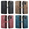 Многофункциональные кожаные чехлы-кошельки CaseMe для Iphone 15 14 13 Pro MAX 12 Mini 11 XS XR X 8 7 Plus 6 с откидной крышкой и держателем на молнии, магнитная деловая мужская сумка для книг