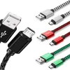 1M / 2M / 3M Weefsel Gevlochten oplader Kabels Type C Micro V8 USB-gegevenskabel voor Samsung S6 S7 EDGE S8 HTC