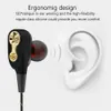 Dual Drive Stereo Wired Earphone In-Ear Earputs Bass hörlurar för telefon Samsung 3.5mm Sport Gaming Headset med MIC