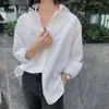 Beiyingni Vintage Coton Chemises Femme Plaine Casual Lâche Coréenne À Manches Longues Blouses Femmes Plus Taille Harajuku Chic Élégant Tops 210326