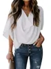Décontracté hauts amples femmes T-Shirt couleur unie col en V à manches courtes chemise blanc femme t-shirts dames T-Shirt Camiseta Mujer