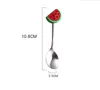 Spoons Silicone Fruit Shape Handle Stainless Dessert Fruits Fork Creative Steel Spoon Avocado Coffee DB773