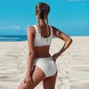 Débardeur côtelé Bikini Ensemble Rembourré Sportif Maillot De Bain Filles Maillots De Bain Athlétique Plage Maillot De Bain pour Femme Deux Pièces Baigneurs Biquine 210702