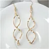 Fashion Double Loop Drop Earrings For Women Long Wave Dangle Earrings High Quality Statement Wedding Jewelry Wholesale