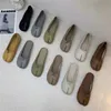 2021 Bayanlar Terlik Yuvarlak Ayak Flats Mules Hakiki Deri Ünlü Tasarımcı Ayakkabı Yumuşak Ev Moccasin Bölünmüş Çevirme
