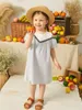 Toddler Girls Geo Embroidery Tape Cold Shoulder Striped Print Dress SHE