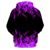 2021New Färgrik Lila Flamma Hoodie 3D Sweatshirt Män / Kvinnor Hooded Höst och vinter Rolig Coat Mens Kläder Jacka Hoodies Y0804