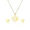 Cadeau de fête des mères pendentif collier ensemble de bijoux en acier inoxydable creux amour U maman coeur forme mots boucles d'oreilles ensemble cadeaux