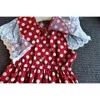 Summer Girls 'Dress Fashion American Lace Doll Collar Polka Dot Princess Party Barn Barnkläder 210625