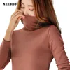 NEEDBO Women's Sweater Turtleneck Long Sleeves Pullover Sweater Sexy Elastic Bodycon Pull Solid Femme Sweaters Women Top 210806