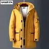 Anszktn Novas jaquetas para homens: estilo quente jaqueta de inverno algodão acolchoado de parka quente casaco casual faux peles com capuz lã longa macho y1103