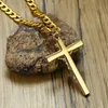 Złoty ton krzyżowy Jezus stal nierdzewna Naszyjnik Hip Hop Cuban w linku Crucifix 24 w 2109293071