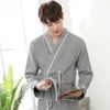 Vêtements de nuit pour hommes Chemise de nuit Kimono Gaufre Coton Peignoirs El Pyjamas Respirant Automne et hiver Bata Hombre