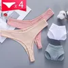 4 pz / set cotone morbido G-string mutandine sexy biancheria intima biancheria intima biancheria intima biancheria intima comodo vestibilità design femminile quotidiano tinta underpants 220311