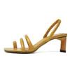 Meotina tongs chaussures à talons hauts femmes sandales bout carré mode sandales dames talons épais chaussures été jaune blanc 210608