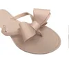 Kvinna flip flops platta tofflor bowtie mjuka gummi glidbanor sommar kvinnlig strand slipper hem utanför skor casual sandaler