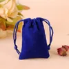 Wholesale High Quality Customized 50pcs/Lot 7X9cm Dark Red Luxury Jewelry Velvet Pouches Drawstring Gift Bags
