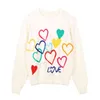 Spring Femmes Belle Pull O-Neck Colorful Color Color Coeur Embroderie Tricotwear Slim All-Match Pullover Femme C-195 211216