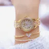 Relojes de mujer 2021 famoso vestido superior oro diamante reloj dorado cuarzo señoras pulsera relojes de pulsera 3060