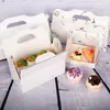 StoBag 10pcs Protable Paper Box Cake Pastry Cake Boxes And Packaging Celebrate Birthday Handmade Gift Supplies Patisserie Favor 210602