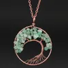 Weave Tree of Life Natural Stone Pendant Necklace Bronze Wire Agate Amethyst Turquoise Beads Necklaces for Women Children Fashion Jewelry Will and Sandy