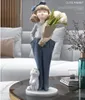 ボウガールライトラグジュアリー装飾的なオブジェクト花飾り花瓶乾燥花装飾ノルディックリビングルームの模倣モダンなシンプルなフラワーアレンジメント