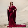 "Vestido maxi elegante de maternidade com ombros de fora para adereços fotográficos - vestido feminino de algodão para grávidas, perfeito para sessões de fotos e ocasiões especiais"