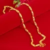Collana di perline intagliate Catena geometrica Regalo di gioielli da uomo in oro giallo 18 carati pieno 55 cm di lunghezza