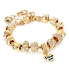20 Styles Big Hole Charm Beaded Bracelets for Girlfriend Birthday European Letter I Love Golden Beads Hand Wrist Jewelry Women Valentine's Day Gift